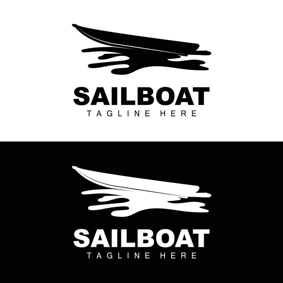 Segelboot-Logo, traditioneller asiatischer Bootsvektor, See-Ozean-Icon-Design, Fischerboot vektor