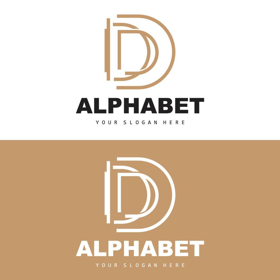 d brev logotyp, enkel alfabet design, modern minimalistisk font vektor