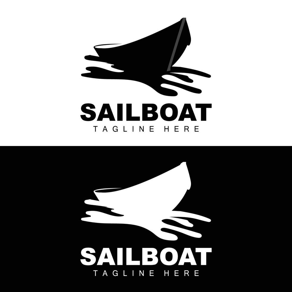 Segelboot-Logo, traditioneller asiatischer Bootsvektor, See-Ozean-Icon-Design, Fischerboot vektor