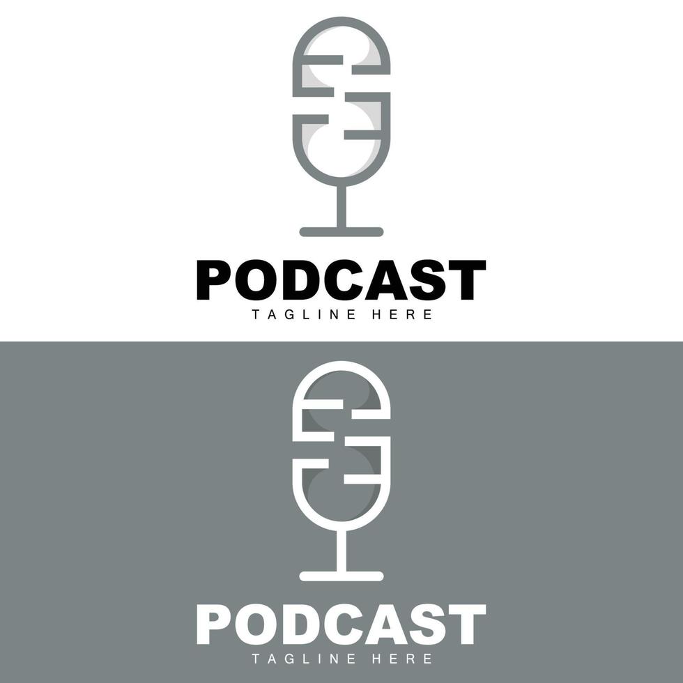 podcast logotyp, vektor, headsetet och chatt, enkel årgång mikrofon design vektor