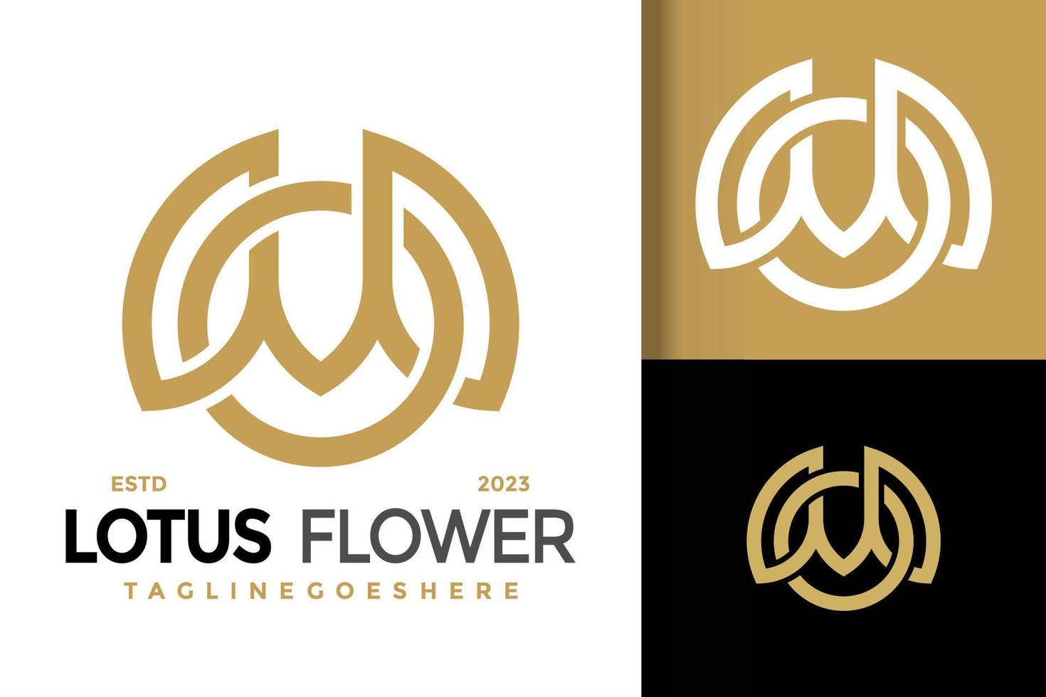 Lotus Blume Brief m Logo Logos Design Element Lager Vektor Illustration Vorlage