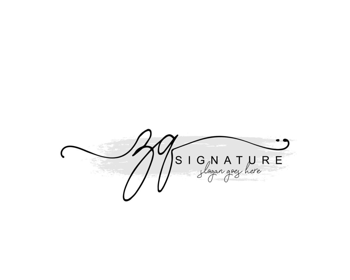 anfängliches zq-schönheitsmonogramm und elegantes logo-design, handschriftlogo der ersten unterschrift, hochzeit, mode, blumen und botanik mit kreativer vorlage. vektor