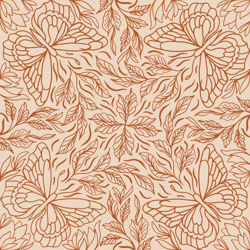 abstrakt blommig mönster klotter brun Färg bakgrund vektor