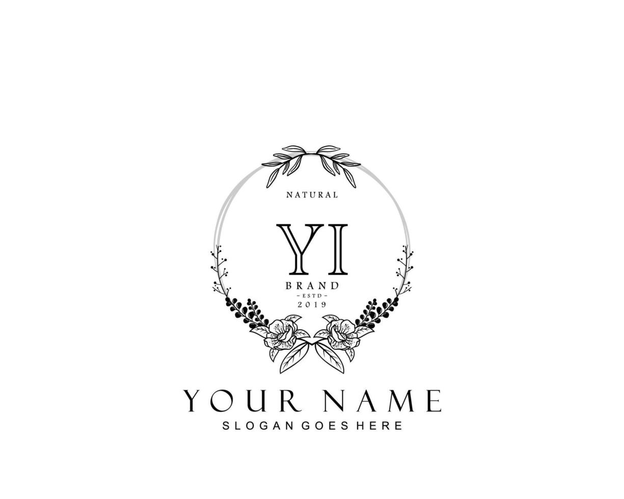 första yi skönhet monogram och elegant logotyp design, handstil logotyp av första signatur, bröllop, mode, blommig och botanisk med kreativ mall. vektor