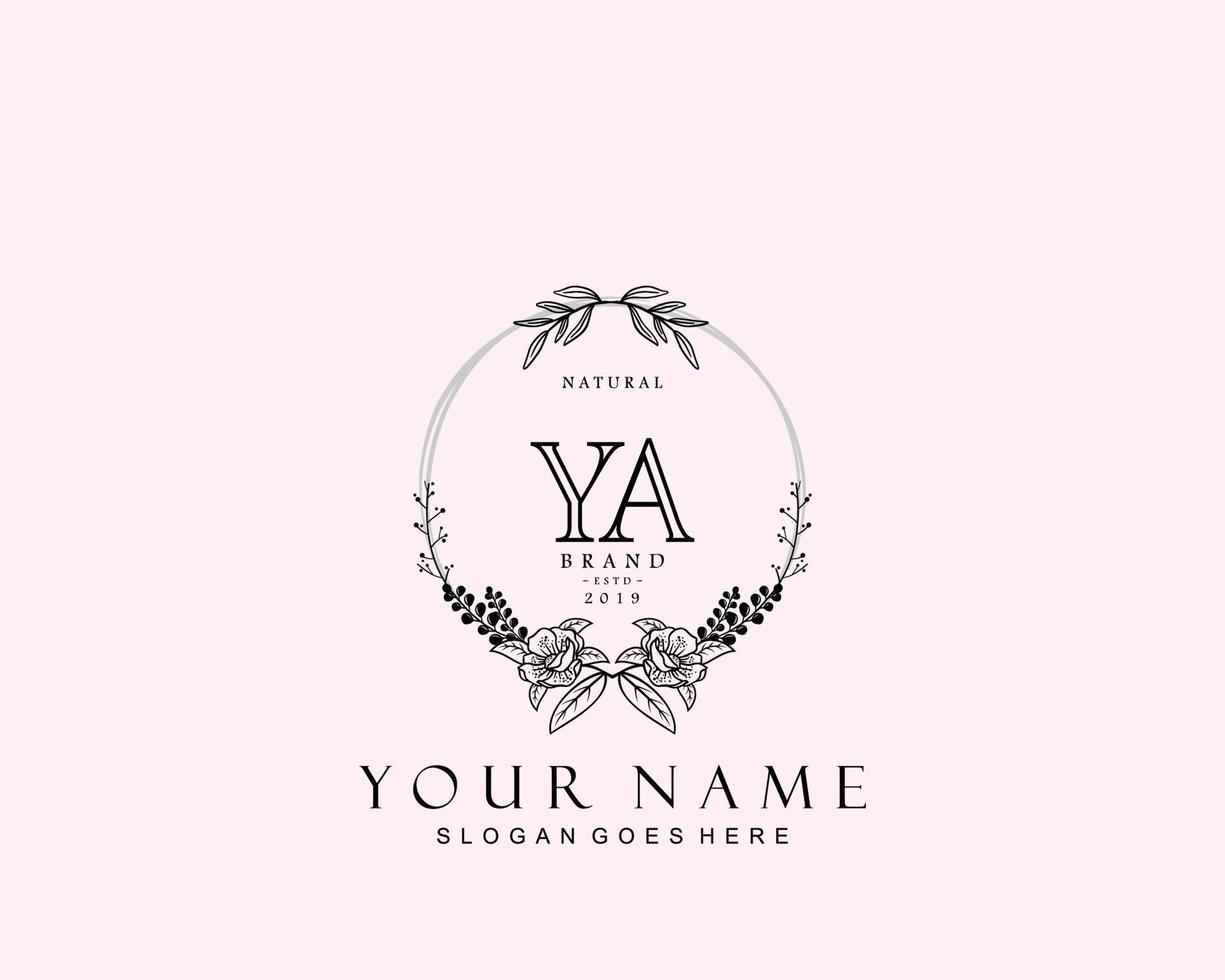 första ya skönhet monogram och elegant logotyp design, handstil logotyp av första signatur, bröllop, mode, blommig och botanisk med kreativ mall. vektor