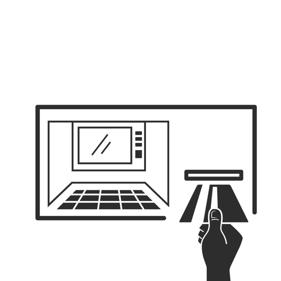 Hand Einfügen Anerkennung Karte im Geldautomat Maschine Symbol Vektor Konzept Design Vorlage