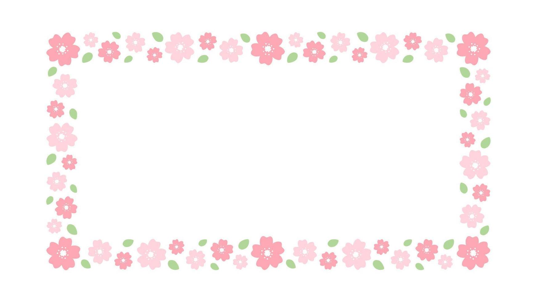 Kirschblütenrahmen. langer rechteckiger Blumenrand. vektor