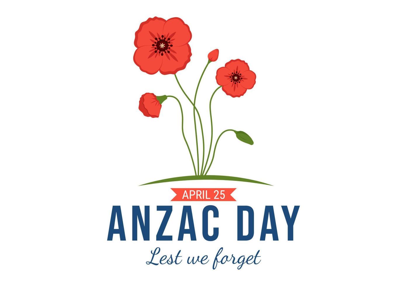 anzac Tag von damit nicht wir vergessen Illustration mit Erinnerung Soldat bezahlen Respekt und rot Mohn Blume im eben Hand gezeichnet zum Landung Seite Vorlagen vektor