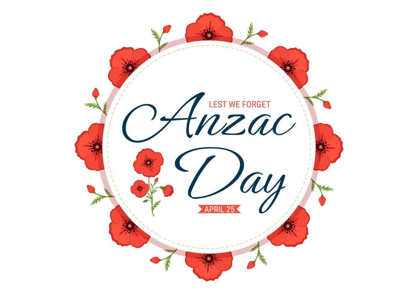 anzac Tag von damit nicht wir vergessen Illustration mit Erinnerung Soldat bezahlen Respekt und rot Mohn Blume im eben Hand gezeichnet zum Landung Seite Vorlagen vektor