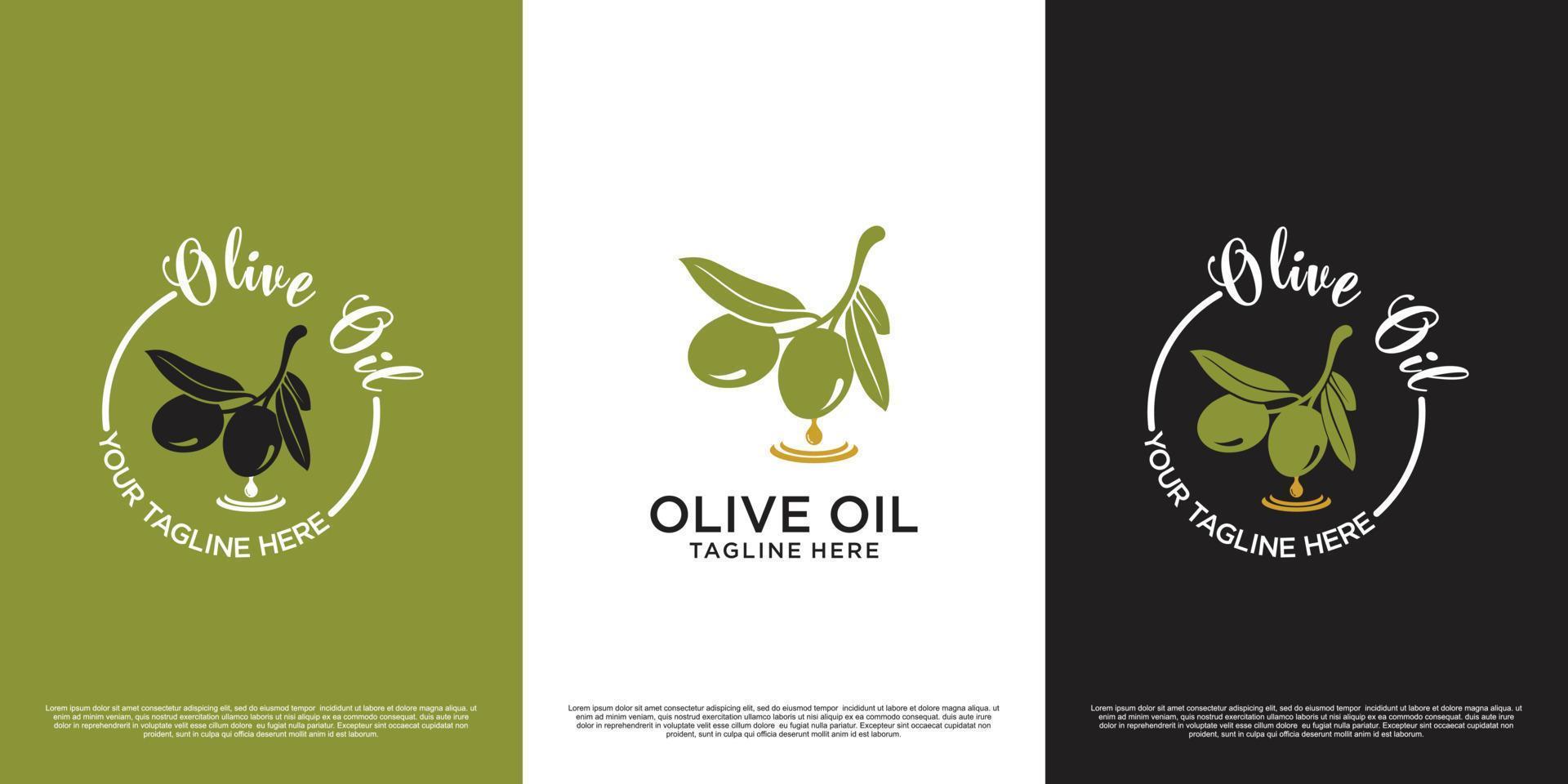 uppsättning oliv olja logotyp design enkel begrepp premie vektor