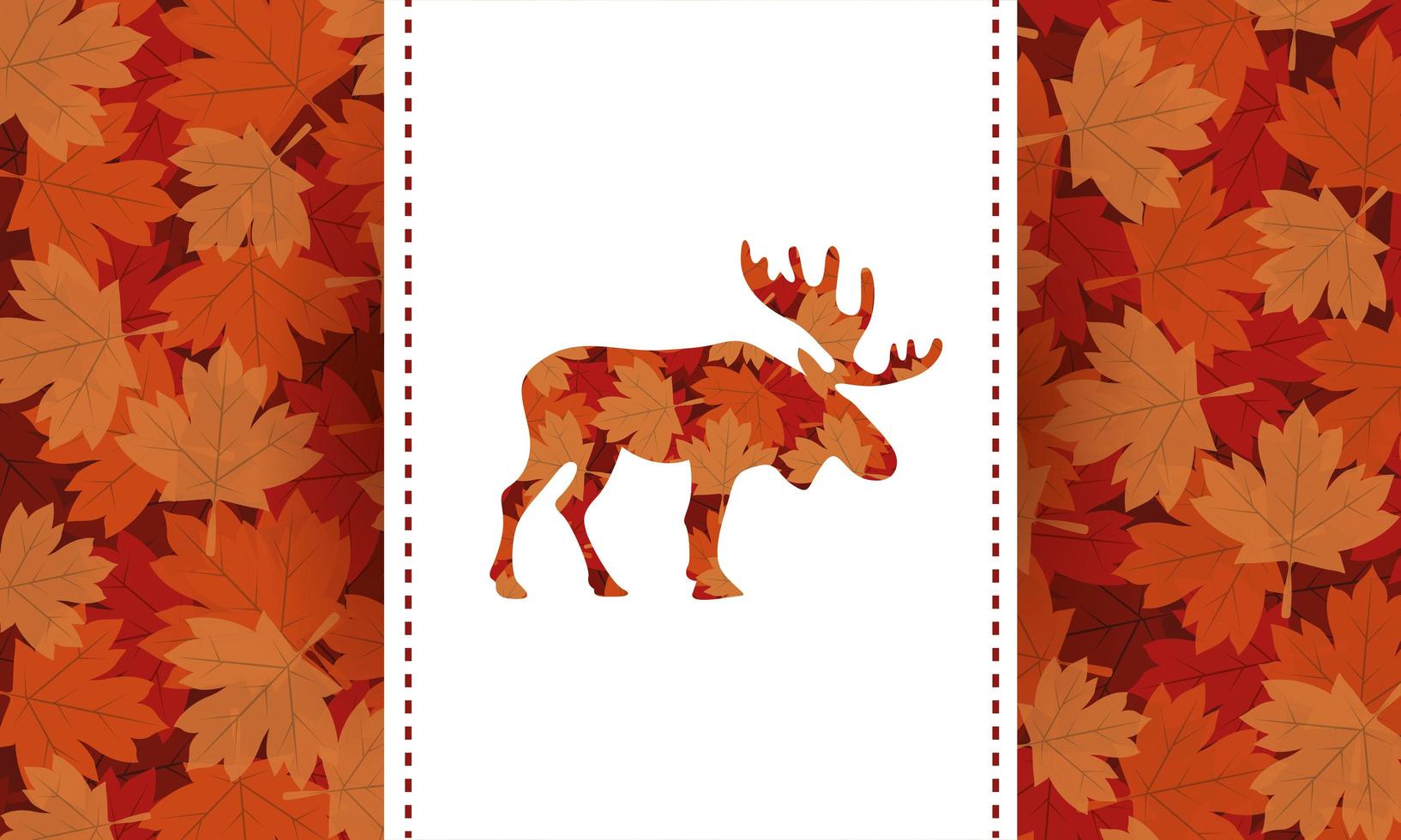 Kanada-Tagesfeierkarte mit Ahornblattlaub und Rentier vektor