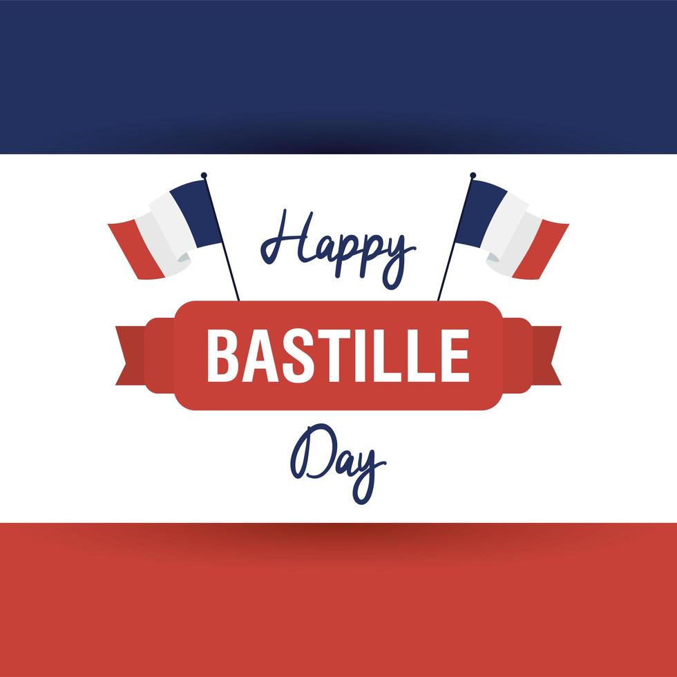 Bastille-Tagesfeierkarte mit französischen Flaggen vektor