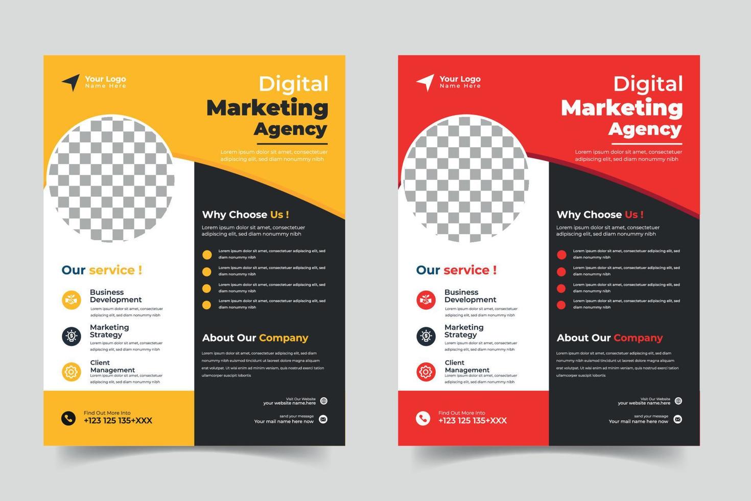 korporativ Geschäft Flyer Vorlage Design einstellen mit Blau, orange, rot und Gelb Farbe. Marketing, Geschäft Vorschlag, Förderung, werben, Veröffentlichung, Startseite Buchseite. vektor