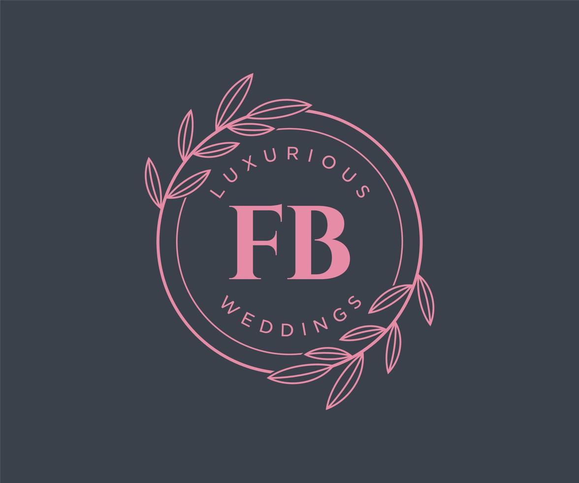 fb initialer brev bröllop monogram logotyper mall, hand dragen modern minimalistisk och blommig mallar för inbjudan kort, spara de datum, elegant identitet. vektor