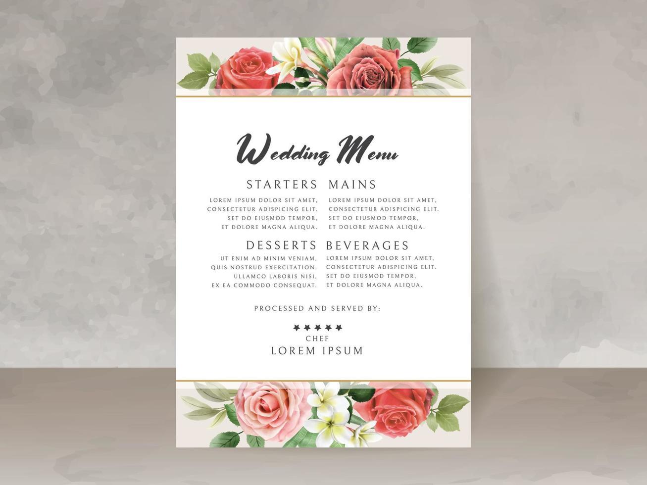 romantisch rot Rosen Hochzeit Einladung Karte vektor