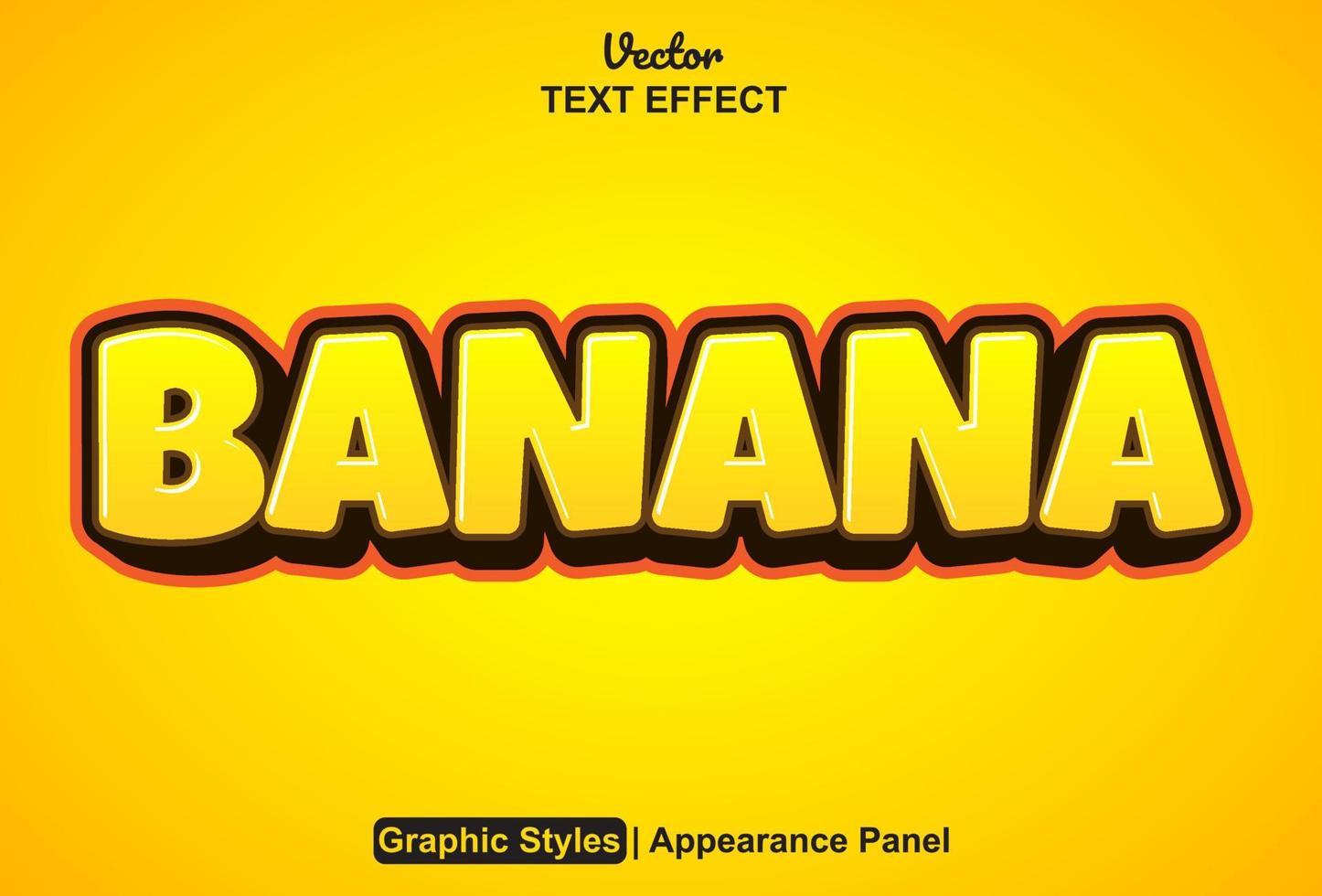 banan text effekt med grafisk stil och redigerbar. vektor