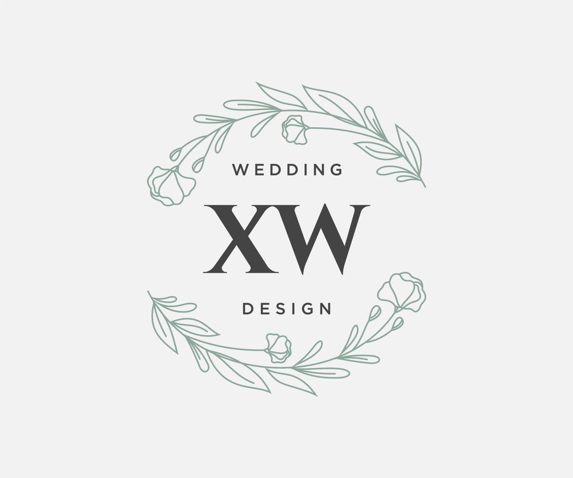xw initialer brev bröllop monogram logotyper samling, hand dragen modern minimalistisk och blommig mallar för inbjudan kort, spara de datum, elegant identitet för restaurang, boutique, Kafé i vektor
