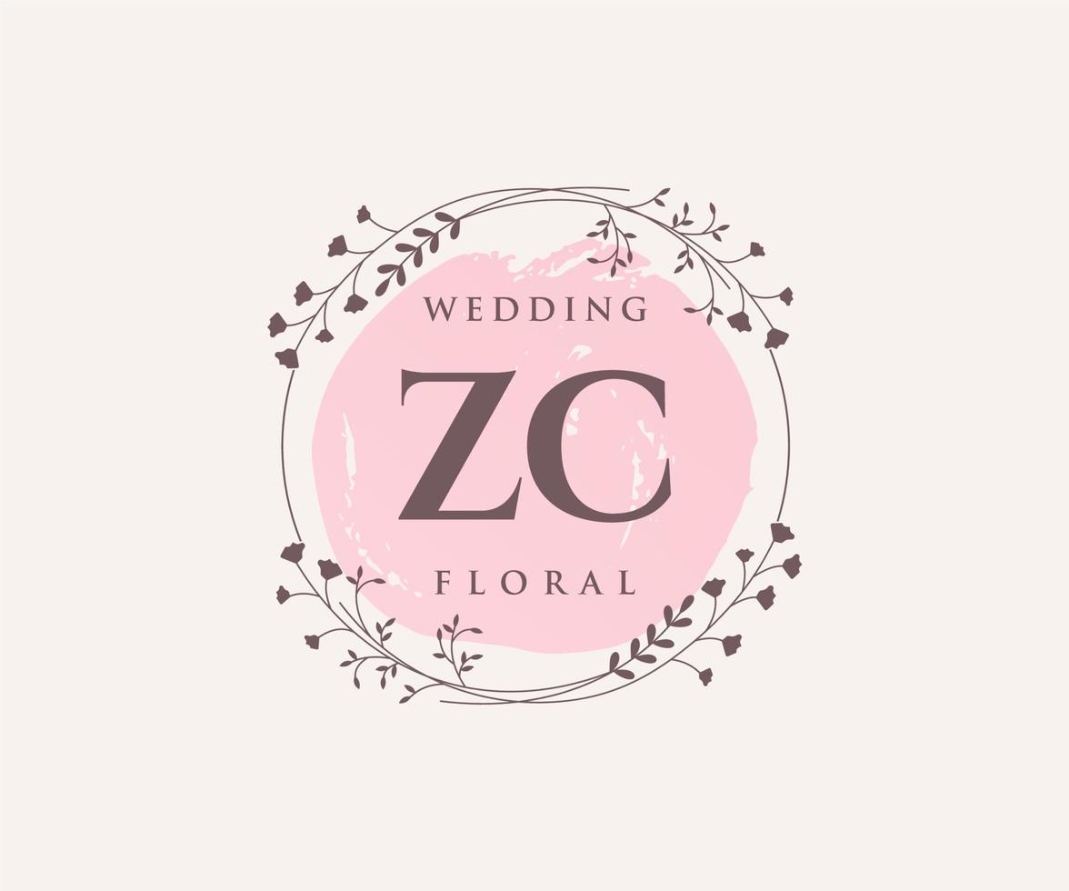 zc Initialen Brief Hochzeit Monogramm Logos Vorlage, handgezeichnete moderne minimalistische und florale Vorlagen für Einladungskarten, Datum speichern, elegante Identität. vektor