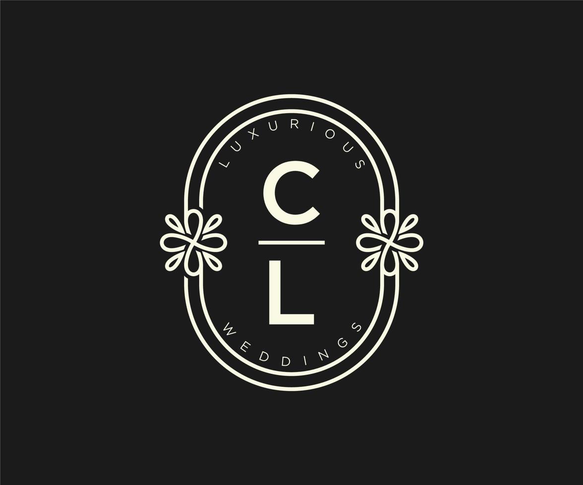 cl initialer brev bröllop monogram logotyper mall, hand dragen modern minimalistisk och blommig mallar för inbjudan kort, spara de datum, elegant identitet. vektor