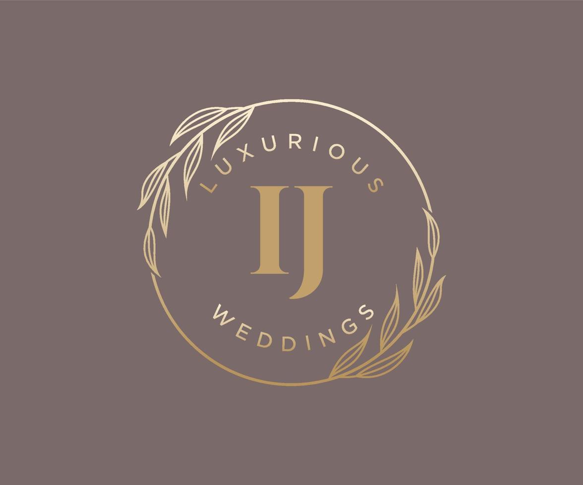 ij Initialen Brief Hochzeit Monogramm Logos Vorlage, handgezeichnete moderne minimalistische und florale Vorlagen für Einladungskarten, Datum speichern, elegante Identität. vektor