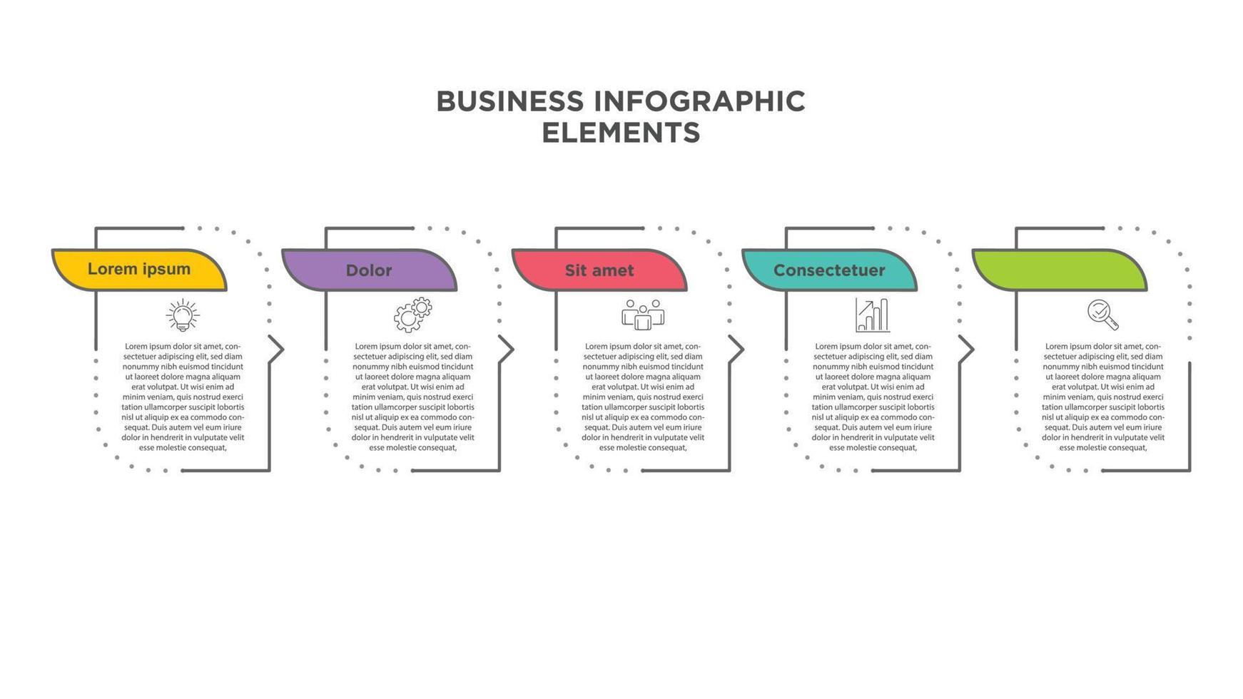 infographics företag mall. visualisering av 5-steg företag bearbeta. enkel infographic design mall. platt vektor illustration för presentation, Rapportera.