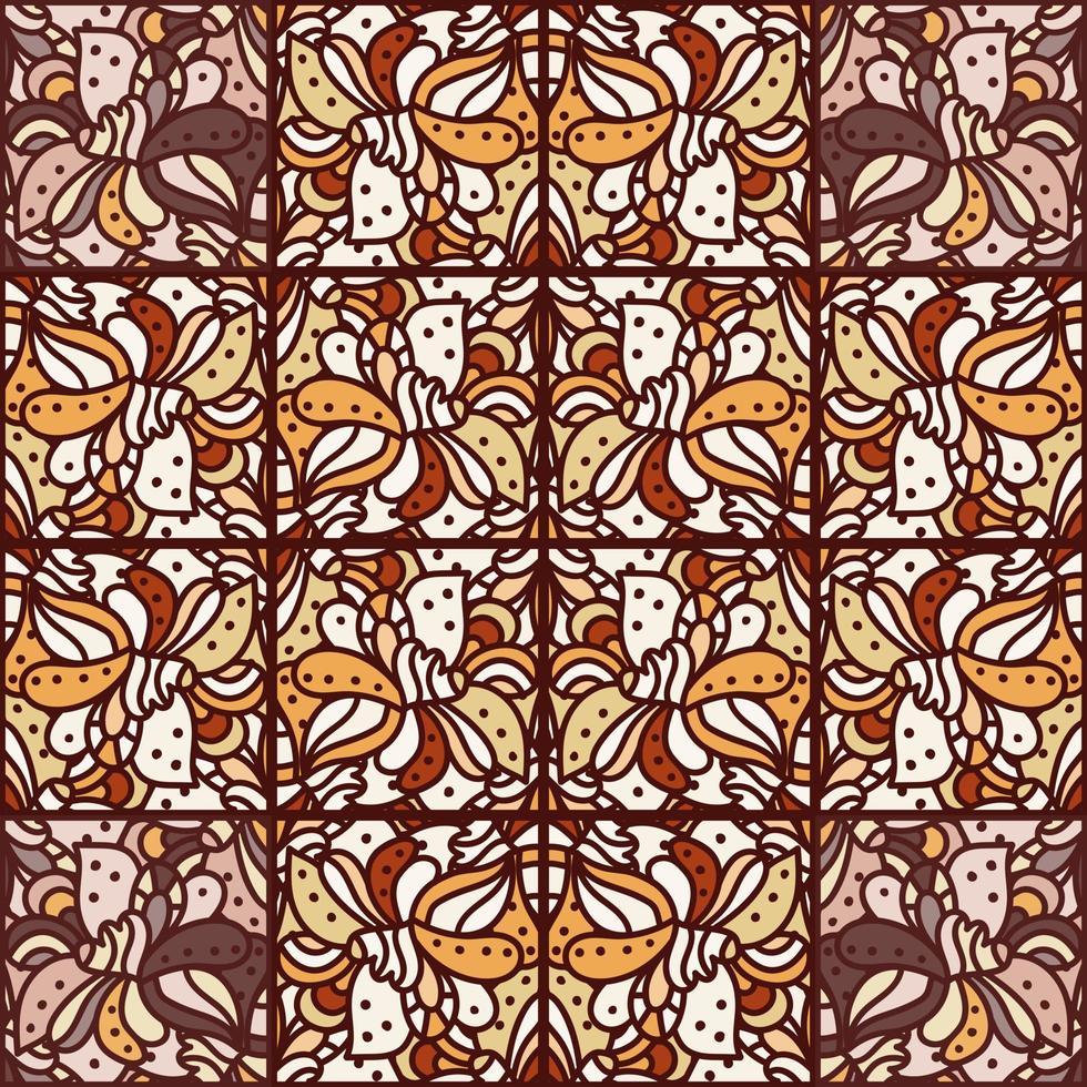 Freihand-Mandala nahtlose Mosaikverzierung. abstraktes nahtloses muster mit blumen- und pflanzenelement. vektor