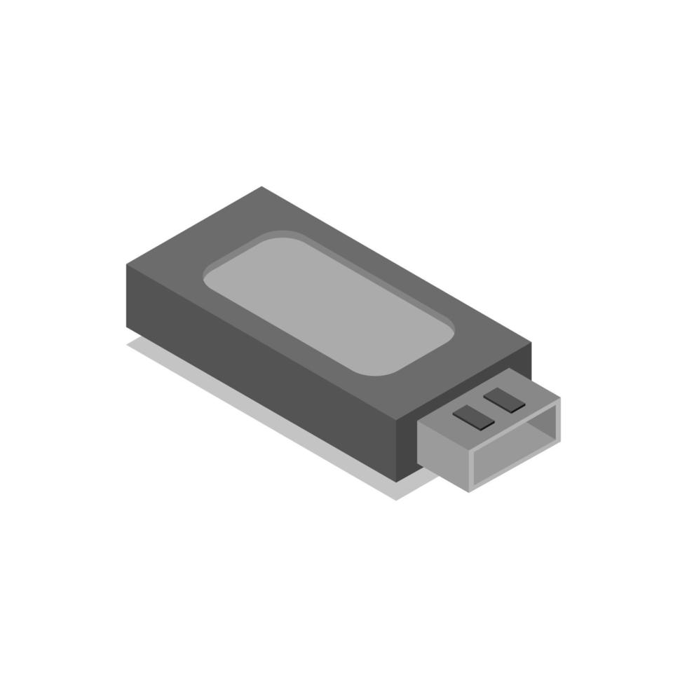 isometrisk USB-enhet på vit bakgrund vektor