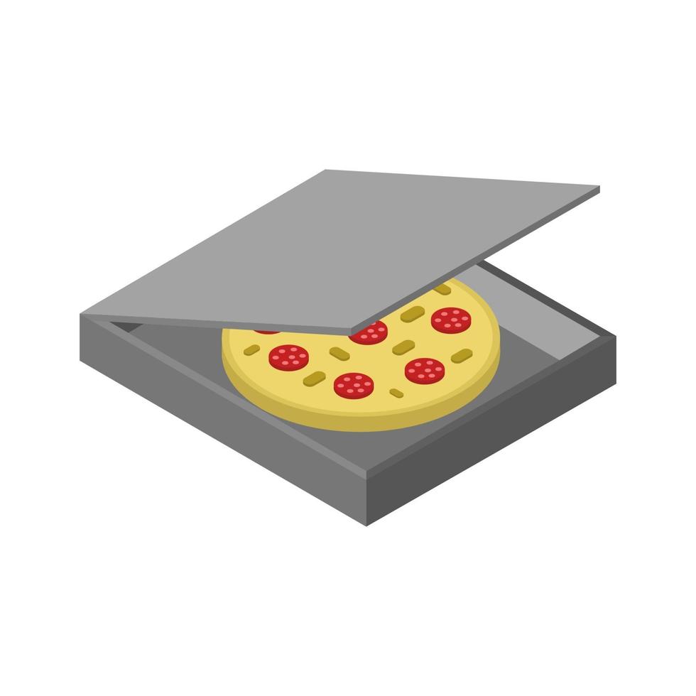 isometrische Pizza auf weißem Hintergrund vektor
