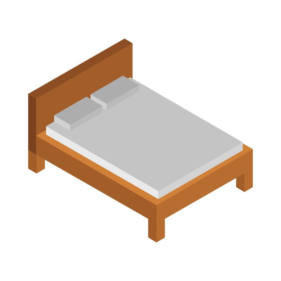 isometrisches Bett auf weißem Hintergrund dargestellt vektor