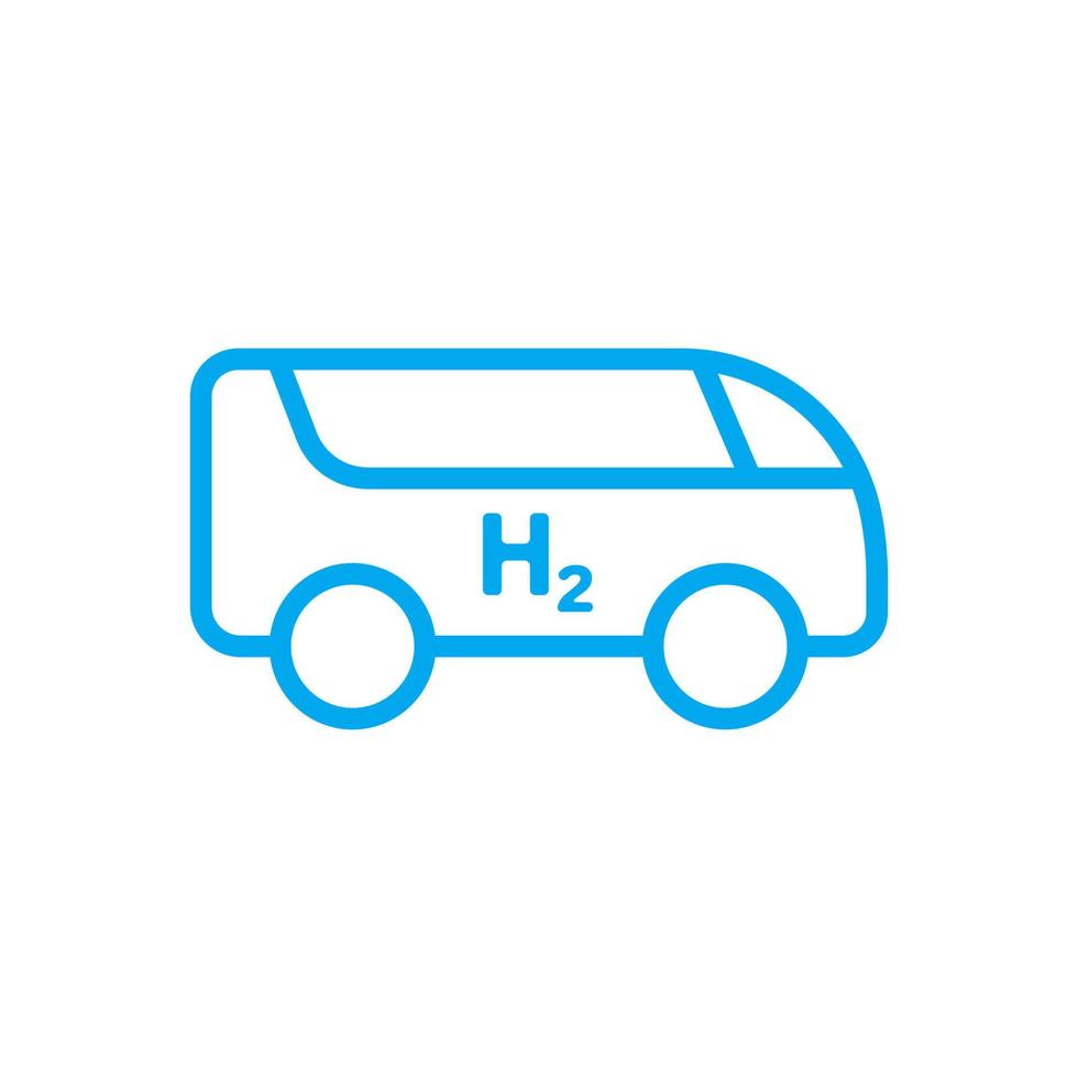blå väte bränsle buss linje ikon. bränsle cell fordon. hållbar alternativ energi begrepp. h2 driven transport. trogen väte dioxid buss. vektor