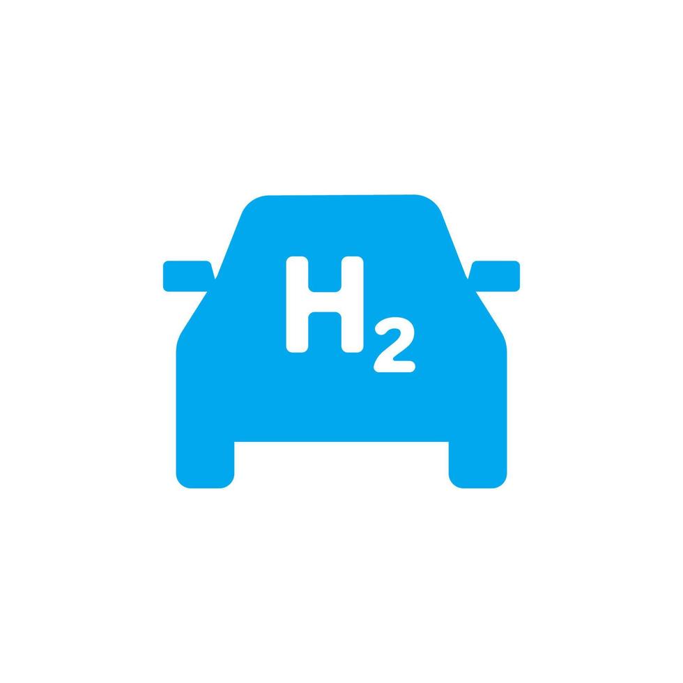 väte bil ikon. blå silhuett av de bil med h2 brev. gas bränsle bil. vektor