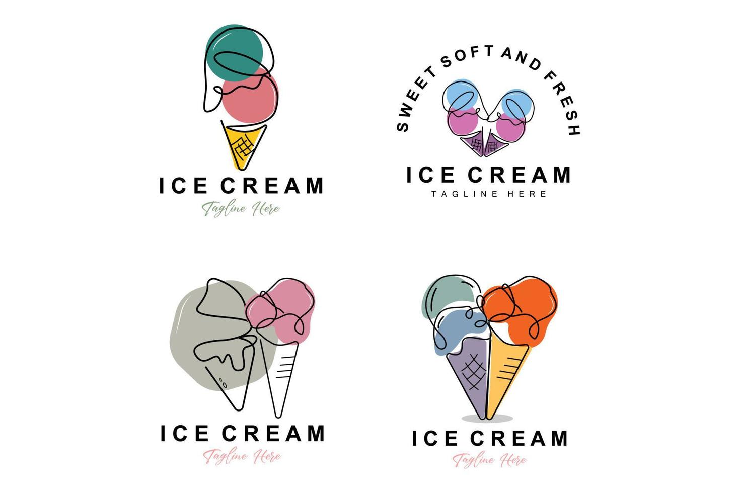 Eiscreme-Logo-Design, frische, süße, weiche, kalte Speisenillustration, Lieblingsvektor der Kinder, Produktmarke vektor