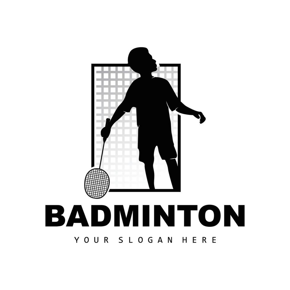 badminton logotyp, sport gren design, vektor abstrakt badminton spelare silhuett samling