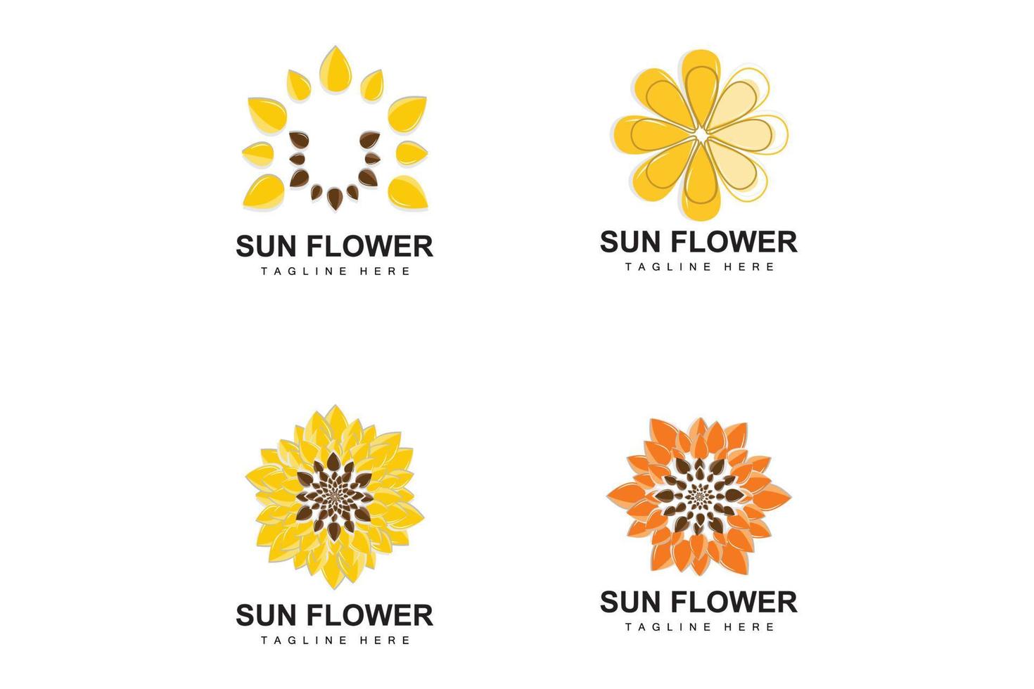 Sonnenblumen-Logo-Design, Zierpflanze, Gartenpflanze, Symbolvektor, Produktmarke des Unternehmens vektor