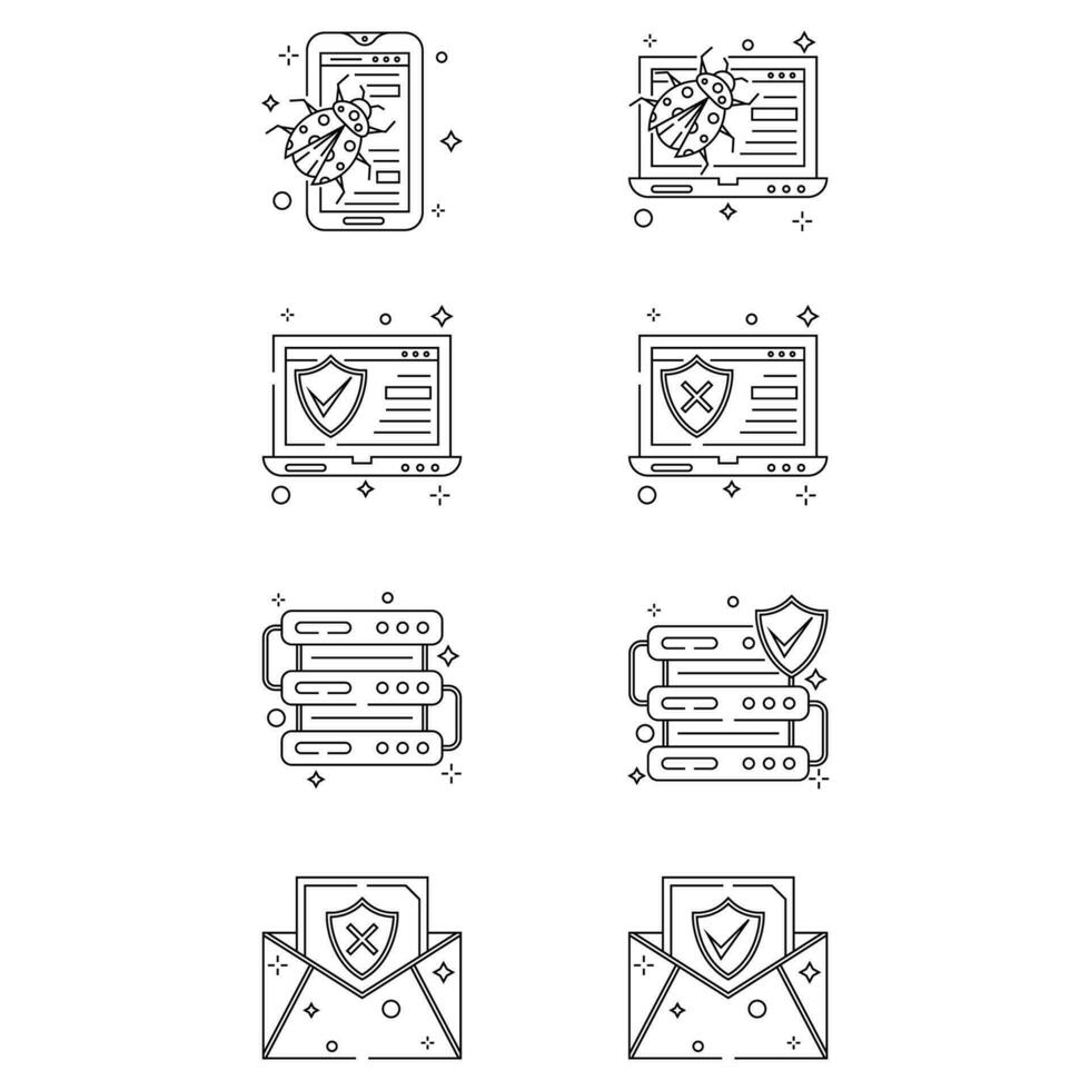 Cybersicherheit und Web-Symbole vektor