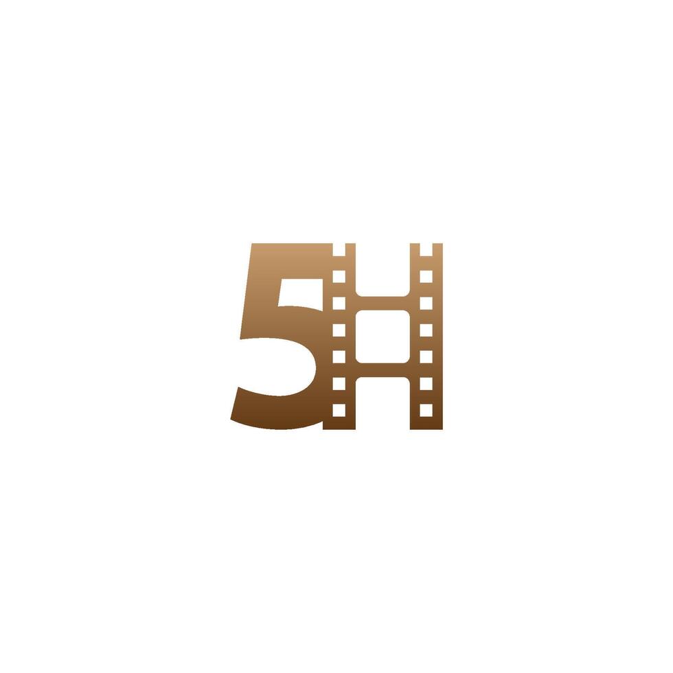 Nummer 5 mit Film Streifen Symbol Logo Design Vorlage vektor