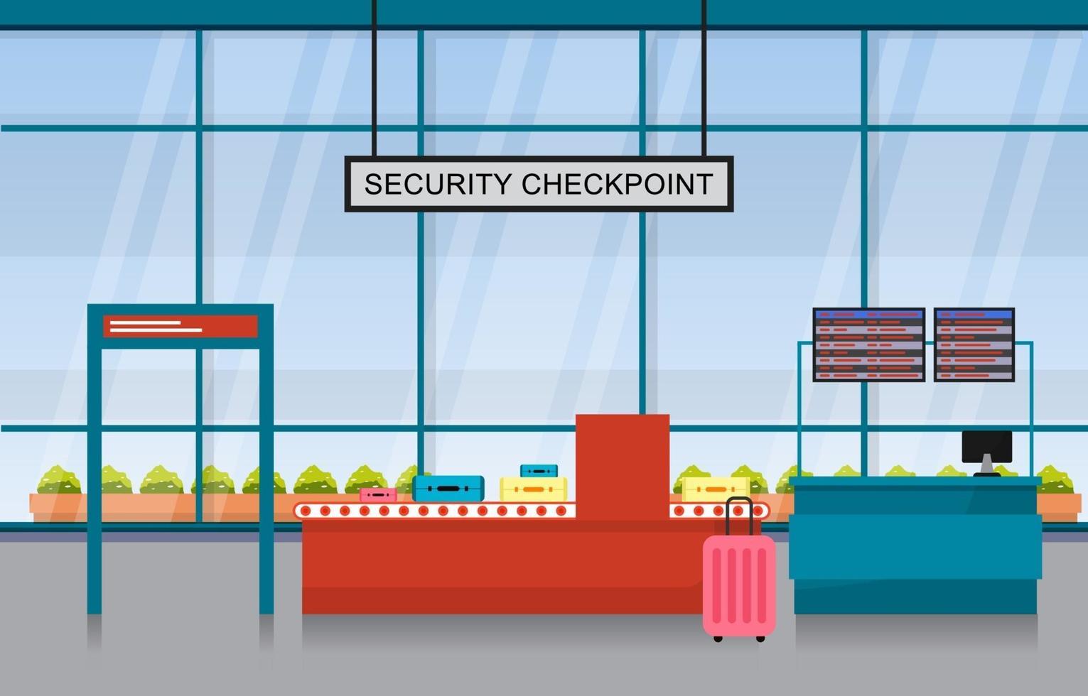 Flughafen Flugzeug Terminal Gate Ankunft Abflughalle Innen flache Illustration vektor