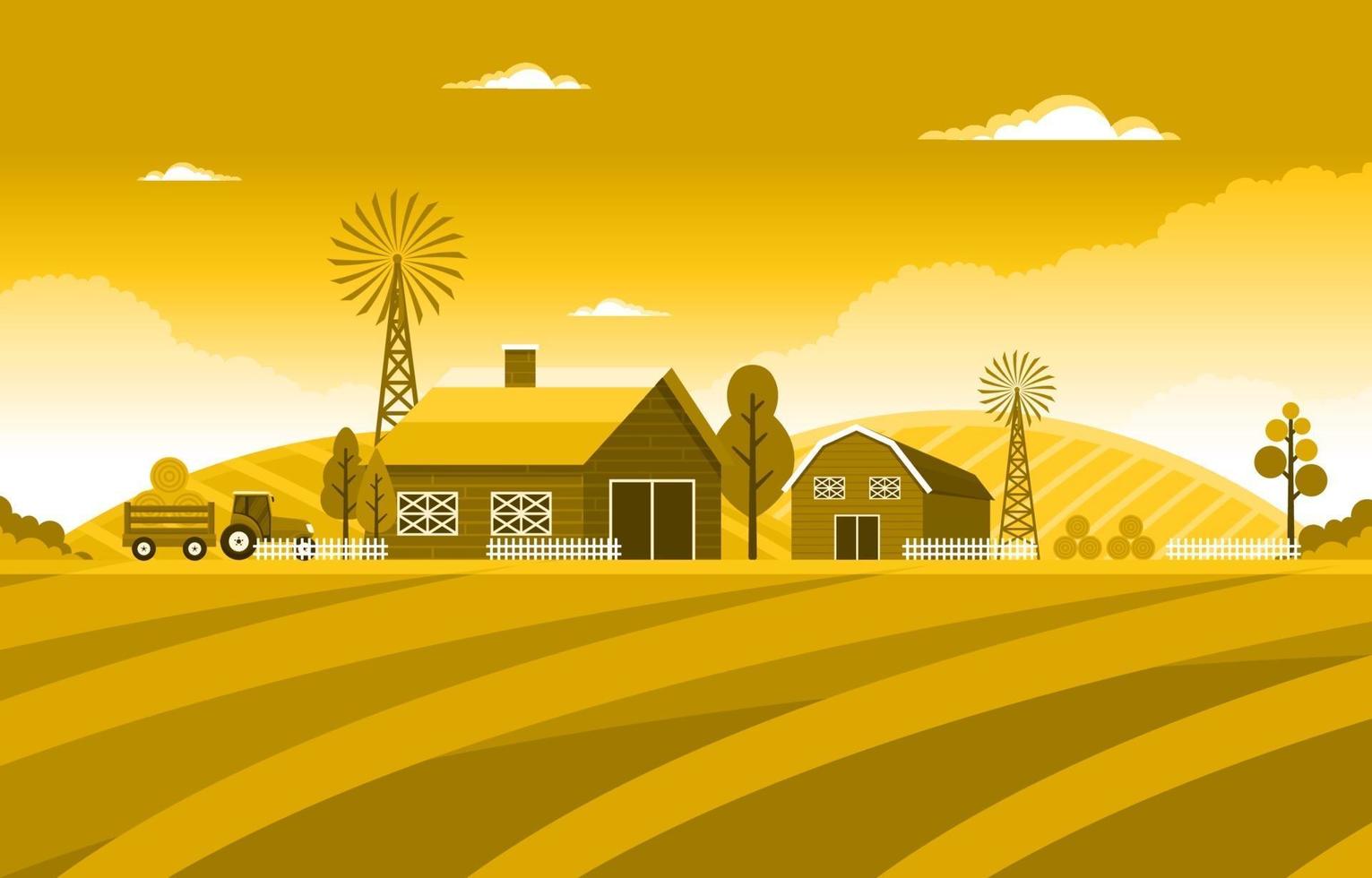 Landwirtschaft Weizen Feld Farm ländlichen Natur Szene Landschaft Illustration vektor