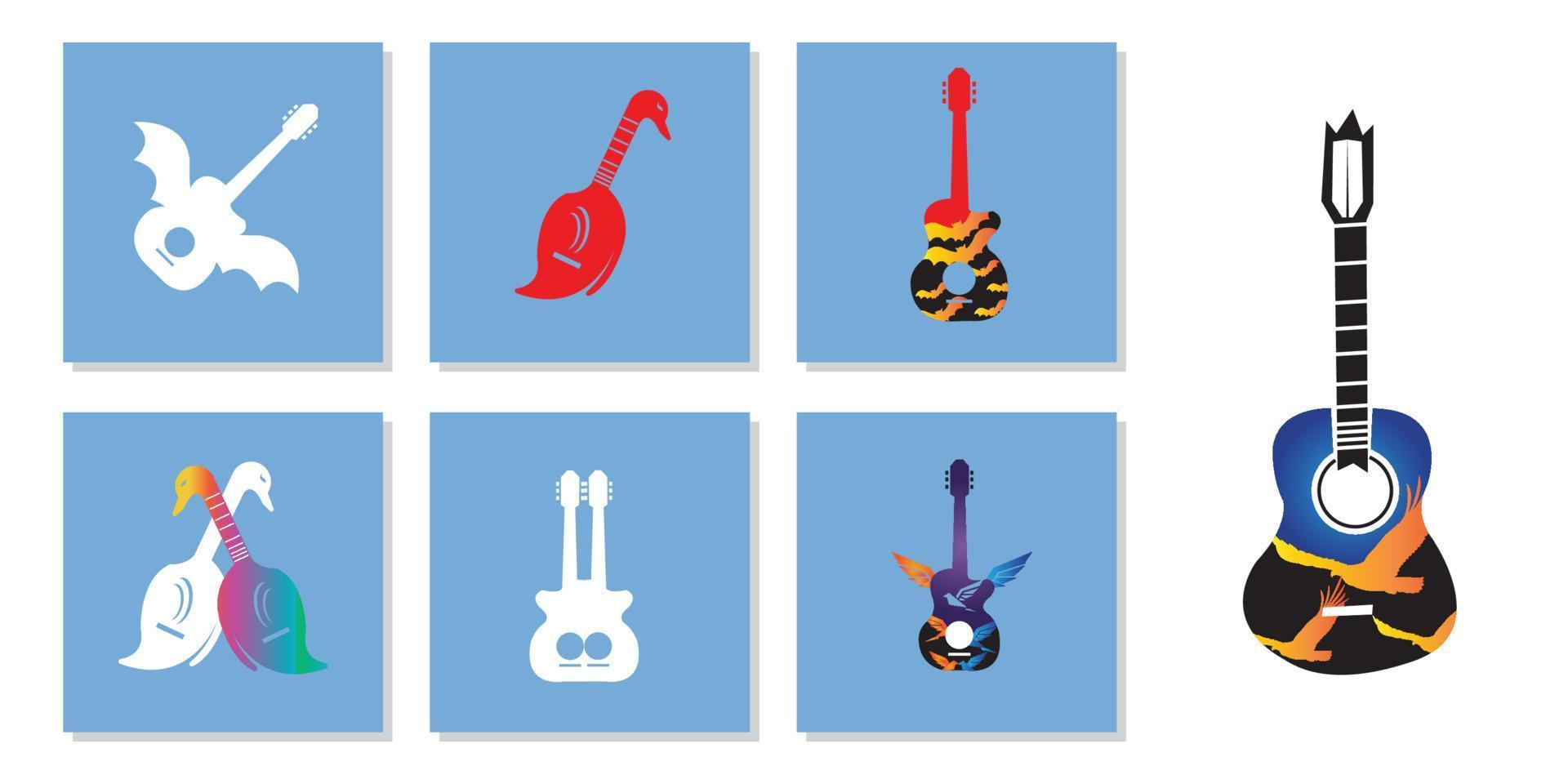 enkel Häftigt musik gitarr vektor ikon logotyp