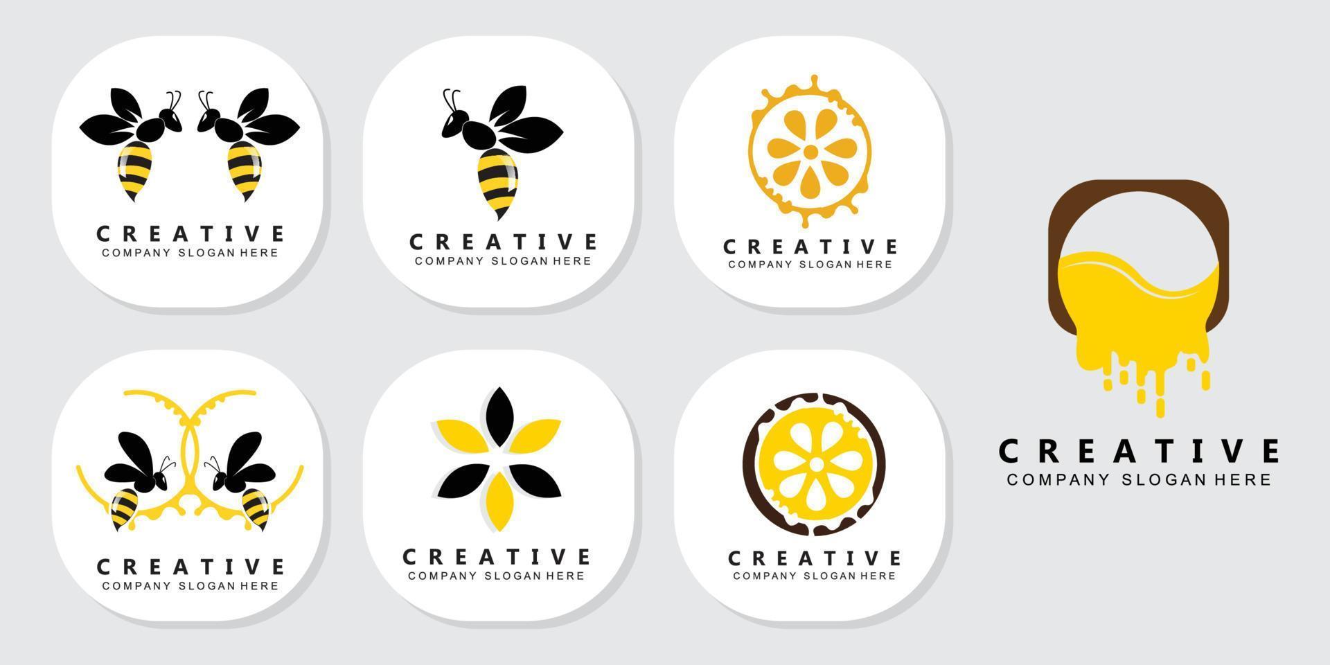 enkel gul honungsbi gratis ikon vektor logotyp