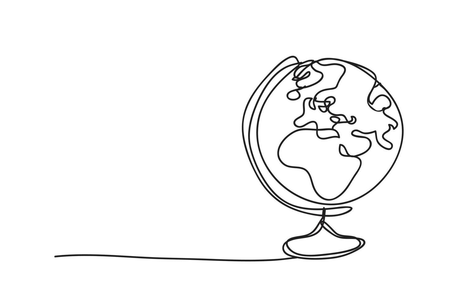 Globus, Welt Karte, Linie Zeichnung Stil, Vektor Design.