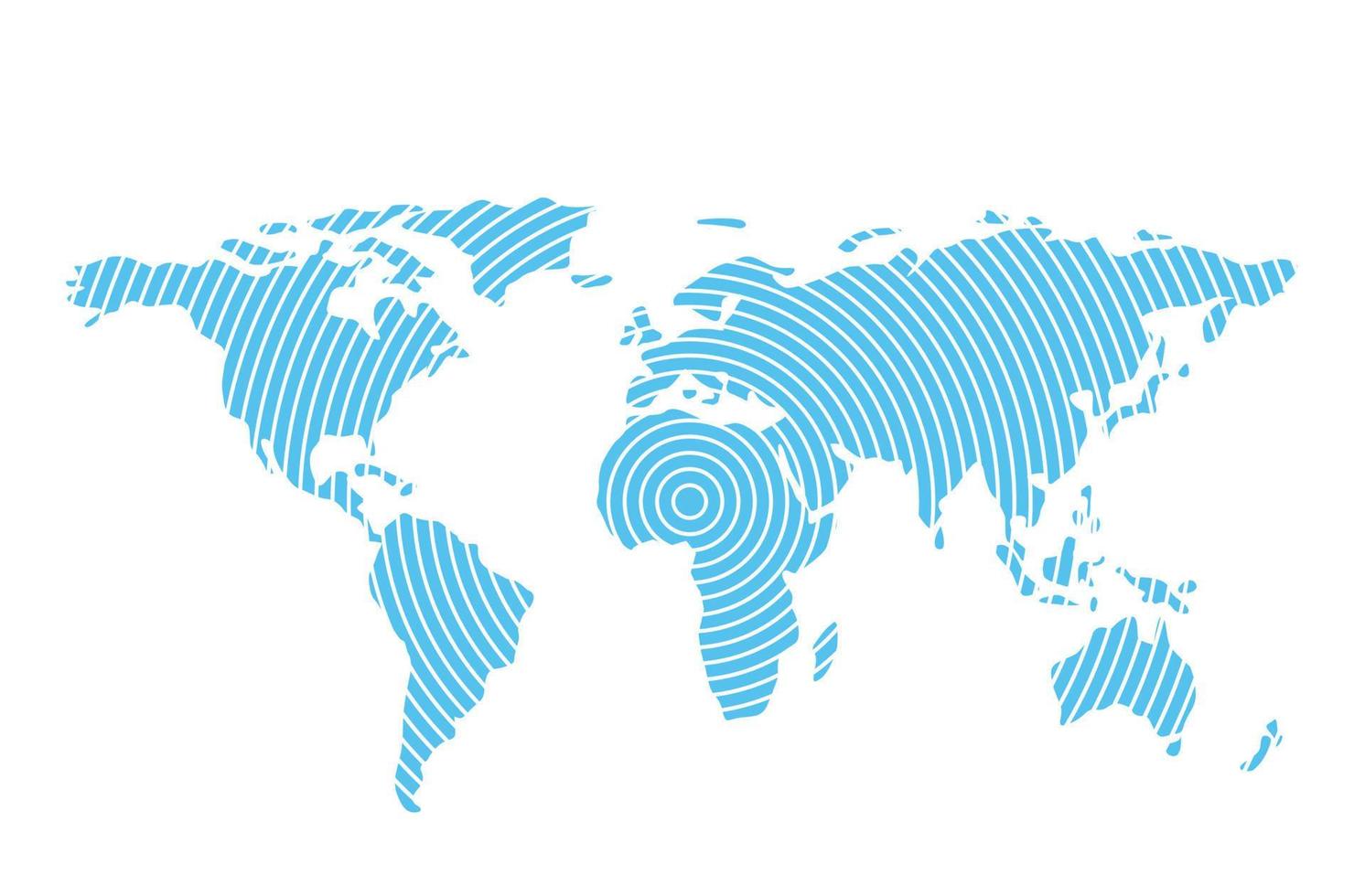 Welt Karte von Blau Kreis Kurve, Vektor Illustration.