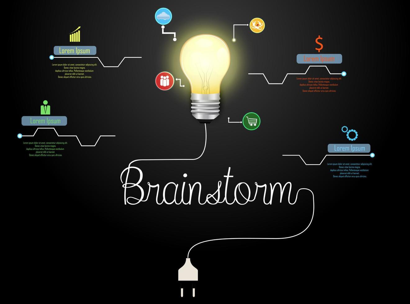 kreativ Brainstorming Konzept und Licht Birne Infografik Vorlage mit 8 Optionen vektor