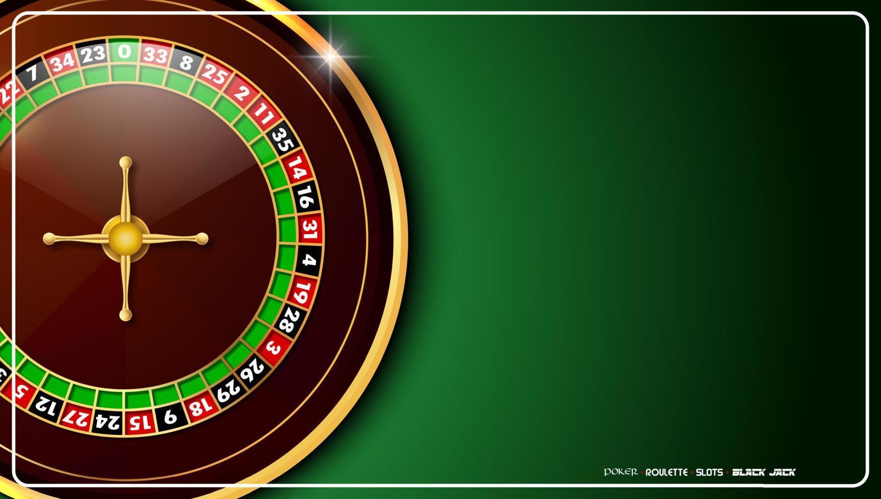 kasino roulett hjul isolerat på grön bakgrund vektor
