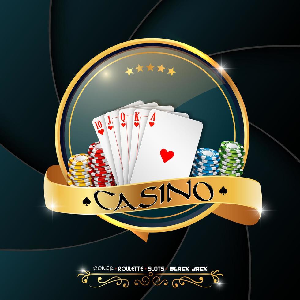 Poker Kasino Banner mit Chips und Würfel vektor