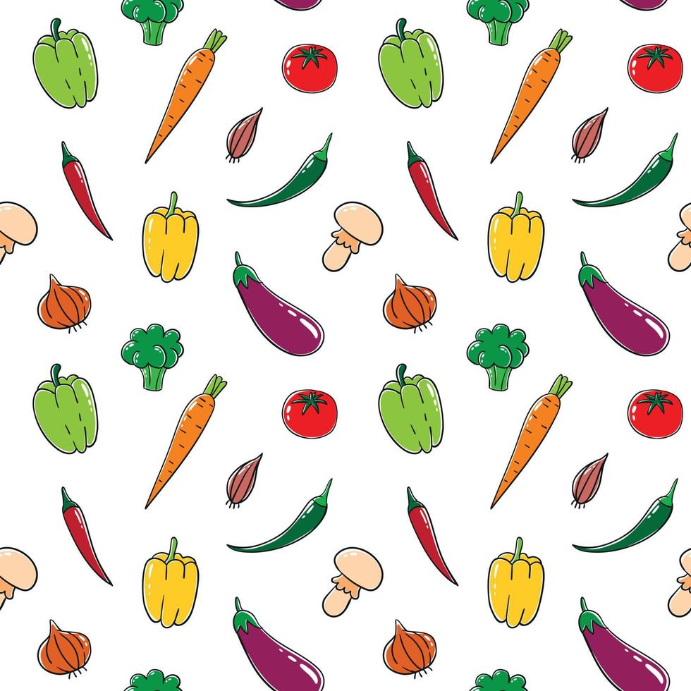 Hand gezeichnet bunt nahtlos Muster mit frisch Gemüse. Vektor Illustration mit Vegetarier gesund Lebensmittel. vegan Hintergrund.