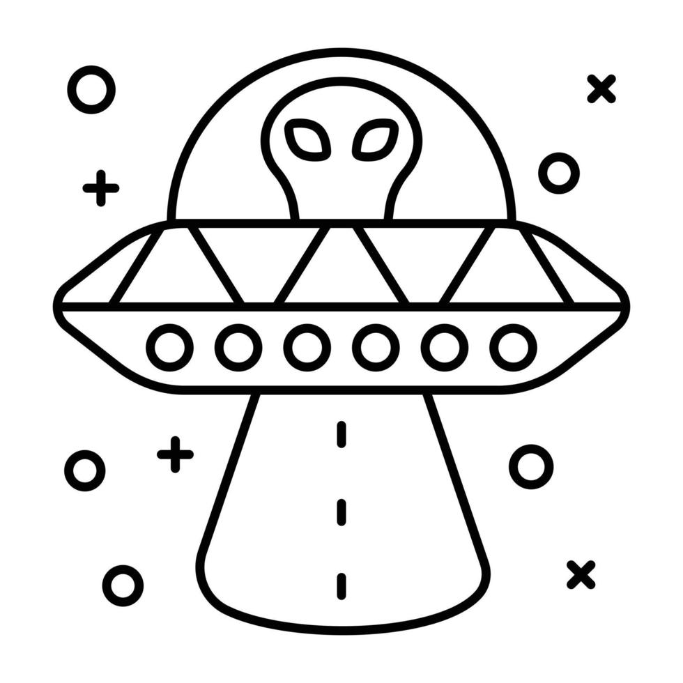 kolla upp ut detta linjär ikon av utomjording fartyg vektor