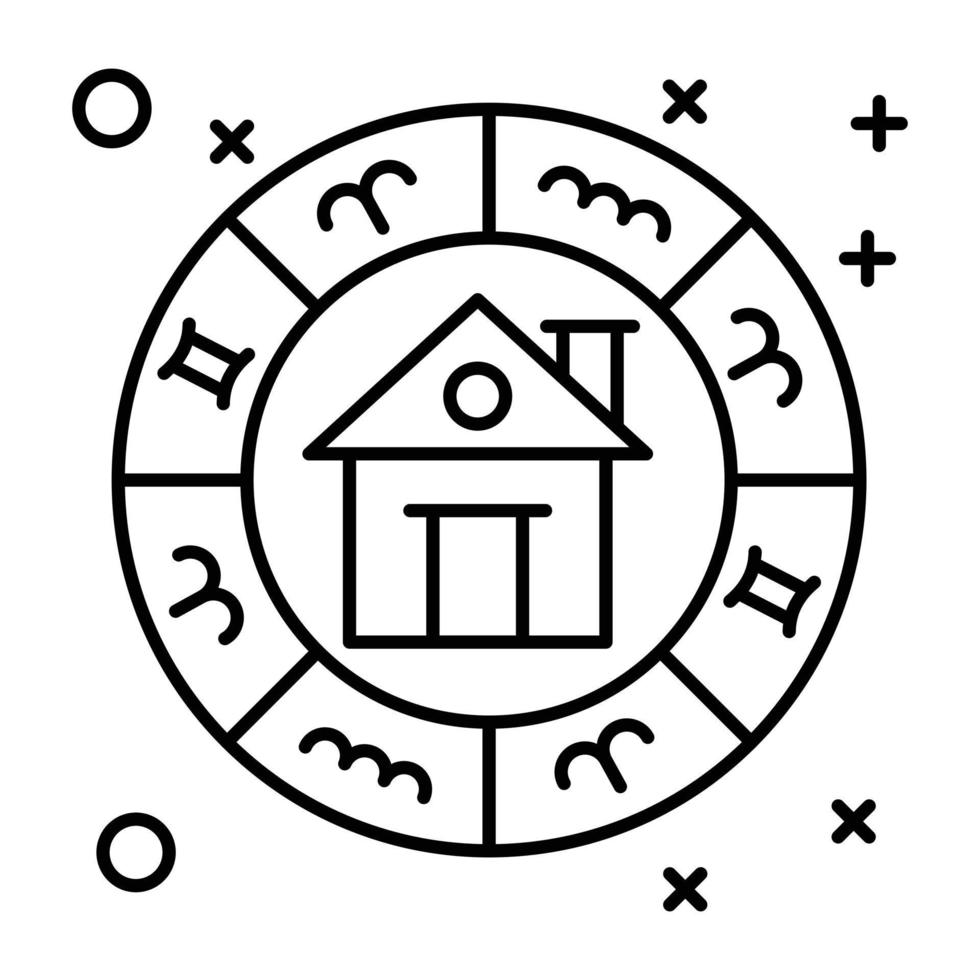 en väl-designad linjär ikon av Hem astrologi vektor