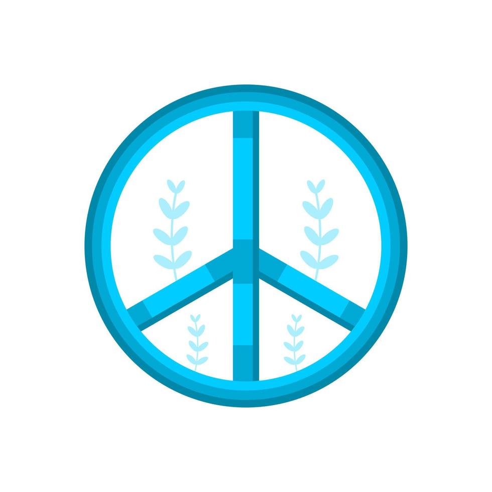 Blau Zeichen von Pazifismus Frieden mit Blätter Baum, Konzept Nein Krieg eben Vektor Symbol Design.