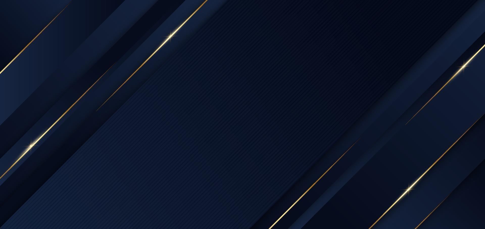 abstrakte Schablone blauer geometrischer diagonaler Hintergrund mit goldener Linie. Luxusstil. vektor